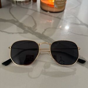 Gold Frame Sunglasses with Black Lenses